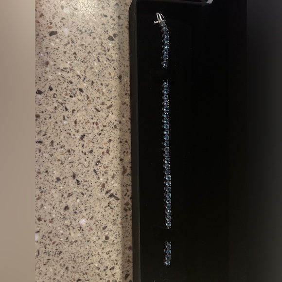 ZALES BLUE TOPAZ STERLING SILVER TENNIS BRACELET - Picture 4 of 6